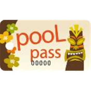 Pool Pass, Tiki Rectangle, 2-1/8 X 1, Package Of 100